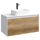 Тумба с раковиной Aqwella 5 Stars Mobi 100 подвесная белый/дуб балтийский (раковина Олимпия 560)  (MOB0110W+MOB0710DB+4640021064269)
