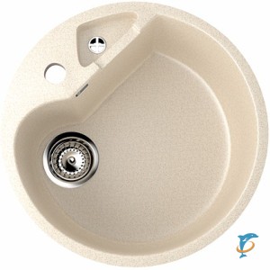 Круглая мойка с дополнительной секцией и отверстием под смеситель ULGRAN U-108 бежевый  (U-108-328)