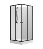 Душевая кабина Loranto NEO 90x90x(190+15) c низким поддоном 15см, прозрачное закаленное стекло 5 мм,задние стеклянные стенки белые, профиль чёрный-матовый (CS-21801) &mdash; 