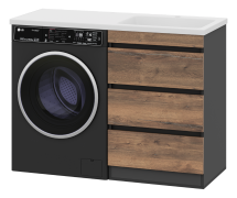 Тумба для комплекта Misty Коломбо 60 напольная серая 3 ящика под стиральную машину — 