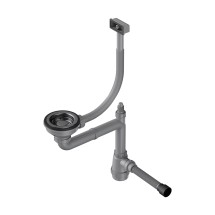 Арматура OMOIKIRI для одночашевых моек со скрытым переливом WK-1-S-GM,  вороненая сталь — 