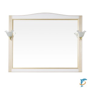 Зеркало ValenHouse Эллина 120 ясень, белое, патина золото  (E120_ЗБПЗ)