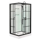 Душевая кабина Loranto 1180x780x2040 без крыши, правосторонняя, белое заднее стекло, поддон 14 см, прозрачное стекло 4 мм, профиль черный (CS-3008TM/W-120R) — 