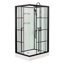 Душевая кабина Loranto 1180x780x2040 без крыши, правосторонняя, белое заднее стекло, поддон 14 см, прозрачное стекло 4 мм, профиль черный (CS-3008TM/W-120R) — 
