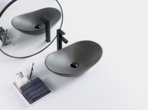 Раковина накладная керамическая, серая матовая, BB1404-H311, 605x370x150 — 