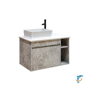 Тумба с раковиной подвесная Grossman "ФАЛЬКОН-80 см" с 1-м ящ. бетон  (108005 + GR-3016)