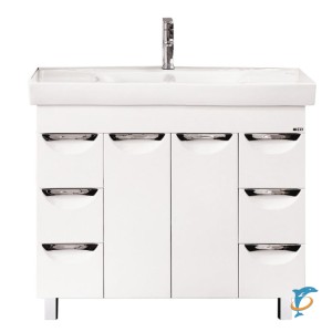 Тумба с раковиной Misty София 100 с 6 ящиками белая эмаль  (П-Соф01100-0116Я+Misty_641235)