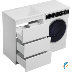 Тумба Brevita Grafit 60 под стиральную машину с раковиной Гавана 120 левая, белая  (GRA-01060-023Я+Misty_5216120)