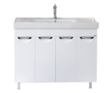 Мебель для ванной Misty София 100 прямая белая эмаль с зеркало со шкафом — 