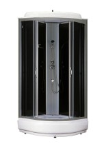 Душевая кабина LORANTO CS-6610-25 G 100х100х215 прозрачное стекло 4мм, поддон 25 см, черная &mdash; 
