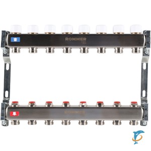 Коллектор из нержавеющей стали без расходомеров ROMMER 8 вых. RMS-3200-000008 (RMS-3200-000008)