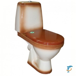 Унитаз - компакт Rosa Премьер коричневый декор  (Лира декор коричневый)