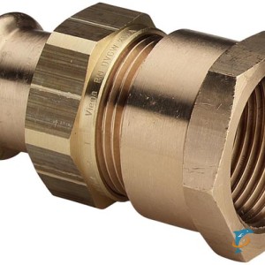 Разъёмное соединение d12x1/2 с переходом на внутреннюю резьбу под пресс Viega с плоским уплотнением, бронза, модель 2262  (293024)