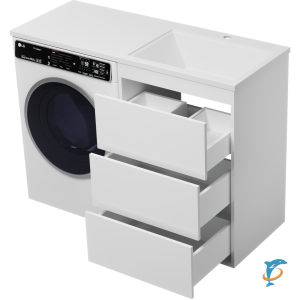 Тумба Brevita Grafit 60 под стиральную машину с раковиной Гавана 120 правая белая  (GRA-01060-023Я+Misty_5217120)