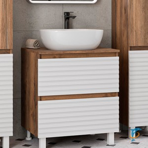 Тумба с раковиной Brevita Dakota 60 напольная, белая  (DAK-07060-19/01-2Я+Misty_MLN-A419)