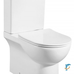 Унитаз - компакт напольный AZARIO Ambra 645x370x815, безободковый в комплекте сиденьем микролифт (AZ-848G) (AZ-848G)