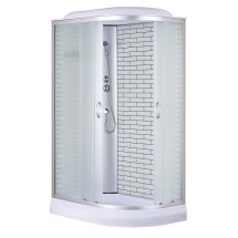 Душевая кабина Loranto 120х80х215 левосторонняя, поддон 13см, белый кирпичный узор, матовое стекло 4мм, профиль хром (CS6612013LFW120) &mdash; 