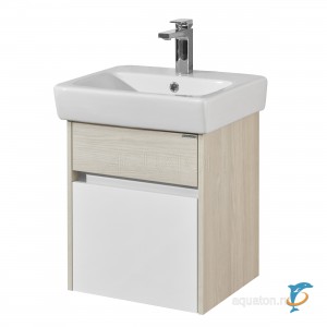 Тумба с раковиной Aquaton Верди PRO 50 белая, ясень фабрик (1A195901VDAV0 + Aquaton_1WH302184)