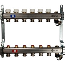 Stout Коллектор из нержавеющей стали без расходомеров, с клапаном вып. воздуха и сливом 6 вых. — 