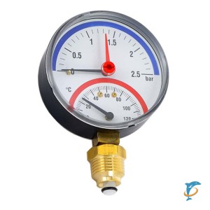 Термоманометр вертикальный 80 мм 1/2"- 4 бар (0-120C) Millennium  (TVML120480)