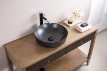 Раковина накладная керамическая, круглая, чёрная матовая, BB1315-H301, 410x410x130 — 