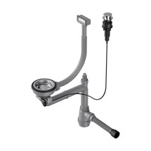 Арматура OMOIKIRI для одночашевых моек с прямоугольным переливом, декоративной решеткой и клапаном-автомат WK, нержавеющая сталь — 