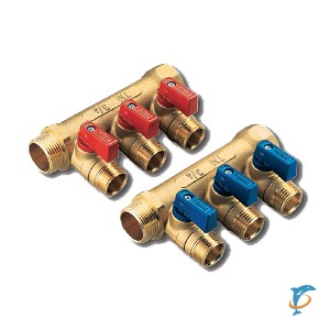 Коллектор NINO 3/4 на 2 выхода с шаровыми кранами Tiemme серии 1822-1832 (1820002(1822G160402))