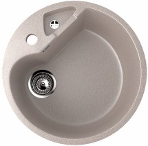 Круглая мойка с дополнительной секцией и отверстием под смеситель ULGRAN U-108 песочный — 