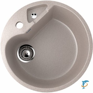 Круглая мойка с дополнительной секцией и отверстием под смеситель ULGRAN U-108 песочный  (U-108-302)