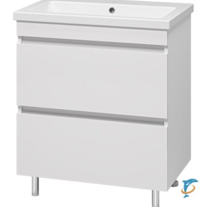 Тумба с раковиной Misty Енисей 70 белая 2 ящика, напольная  (Э-Ени01070-0112Я+Misty_S-UM-COM70/1-w)