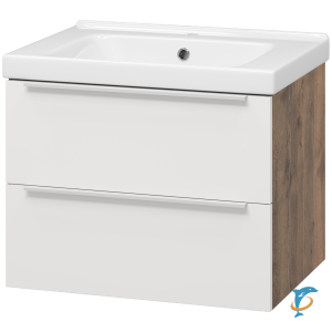 Тумба с раковиной Misty Карат 65 подвесная белая 2 ящика  (П-Кар09065-01/19-2Я + Misty_640214)