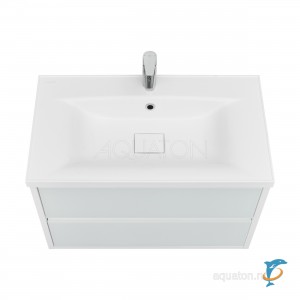 Тумба с раковиной Aquaton Римини 80 белая глянец с раковиной Премьер М 80 белая  (1A226701RN010 + Aquaton_1A70493KPR010)