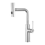 Смеситель для кухни HAIBA HB73824 выдвижной излив, нержавеющая сталь, хром &mdash; 