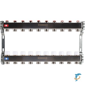 Коллектор из нержавеющей стали без расходомеров ROMMER 10 вых. RMS-3200-000010  (RMS-3200-000010)