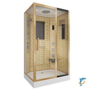Душевая кабина NG-7711GR (900x1200х2150) низкий поддон стенки золото (7711GR)