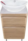 Тумба с раковиной и столешницей Атлантика 60 Люкс PLUS напольная, ясень перламутр — 