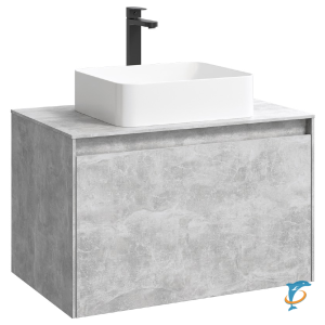 Тумба с раковиной Aqwella 5 Stars Mobi 80 подвесная бетон светлый (раковина Джой)  (MOB0108BS+MOB0708BS+641945)