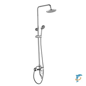 Смеситель DECOROOM DR21071 для ванны и душа с регулируемой высотой штанги, поворотным изливом и лейкой "Тропический дождь"  (DR21071)