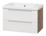 Тумба с раковиной Misty Карат 80 подвесная белая 2 ящика — 