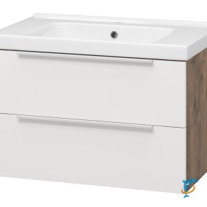 Тумба с раковиной Misty Карат 80 подвесная белая 2 ящика  (П-Кар09080-01/19-2Я + Misty_640207)