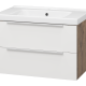 Тумба с раковиной Misty Карат 80 подвесная белая 2 ящика  (П-Кар09080-01/19-2Я + Misty_640207)