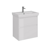 Тумба Lemark COMBI 70 см под 1 раковину, подвесная/напольная, 2 ящика, цвет корпуса, фасада: Белый глянец &mdash; 