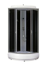 Душевая кабина LORANTO CS-6680-25 G 80х80х215 прозрачное стекло 4мм, поддон 25 см, черная &mdash; 