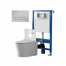 Инсталляция Point Элемент PN45120 + Клавиша Меркурий хром PN44831C + Унитаз Вега PN41711 — 