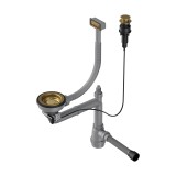 Арматура OMOIKIRI для одночашевых моек с прямоугольным переливом, декоративной решеткой и клапаном-автомат WK, латунь — 