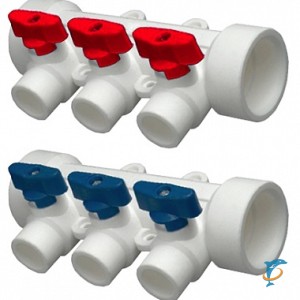 Коллектор KALDE на 5 выходов без воздухоотводчика для горячей воды  (3262-mnr-400520)