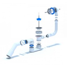 Сифон для ванны плоский АНИ Пласт Е050 - 1&quot;1/2 с выпуском и переливом — 