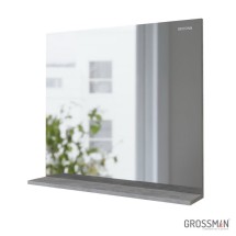 Зеркало Grossman ЭДВАНС-80 см с полкой цемент светлый — 