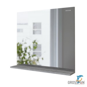 Зеркало Grossman ЭДВАНС-80 см с полкой цемент светлый (208007)