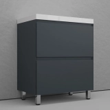 Тумба с раковиной напольная Style Line Манхэттен 70, графит — Тумба с раковиной Style Line напольная Ассоль 60 (2 ящ.) (раковина Комо 60, Люкс аквамарин, PLUS) ЛС-00000308 + P-UM-COM60/1